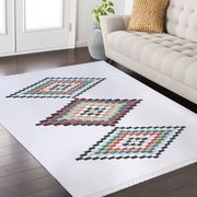 Fez 01 10146 3'9 x 5'2 Modern Moroccan White area rug