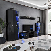 Black tv stand / bookcases / curio / shelf 4pcs entertainment center main photo