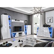 White tv stand / bookcase / sideboard / curio shelf 5pcs entertainment center main photo