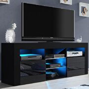 Black contemporary glass shelves tv stand main photo