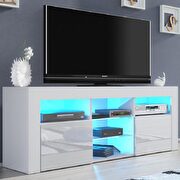 White contemporary glass shelves tv stand main photo