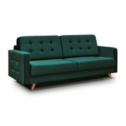 EU-made sofa bed w/ storage in green fabric main photo