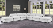 7pcs 157-inch white linen fabric comfy modular sectional sofa