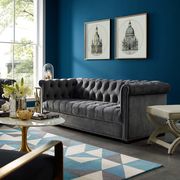 Classic tufted gray fabric sofa
