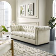 Heritage (Ivory) Classic tufted ivory fabric sofa