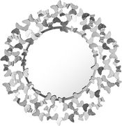 Metal contemporary butterflies design round mirror main photo