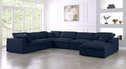 Modular design 7pcs sectional sofa in navy fabric main photo