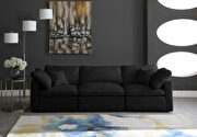 Modular 3 pcs sofa in black velvet fabric main photo