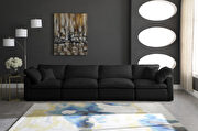 Modular 4 pcs sofa in black velvet fabric main photo