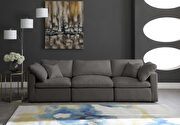 Modular 3 pcs sofa in gray velvet fabric main photo