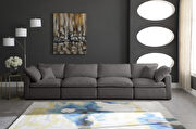 Modular 4 pcs sofa in gray velvet fabric main photo