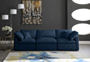 Modular 3 pcs sofa in cream velvet fabric main photo
