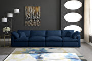 Modular 4 pcs sofa in navy velvet fabric main photo