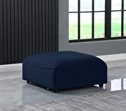 Miramar 3 (Navy) Modular style navy blue linen fabric ottoman