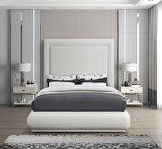 Brooke (Cream) Textured cream linen fabric king bed in modern style