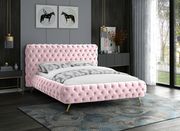 Pink tufted uplholstered contemporary bed main photo