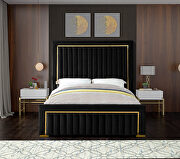 Dolce (Black) Gold trim high headboard velvet upholstery king bed