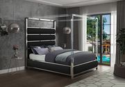 Faux leather / chrome platform canopy bed main photo