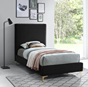 Geri (Black) Velvet fabric casual design stand-alone twin bed