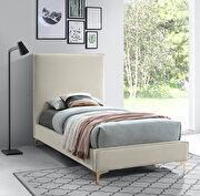 Geri (Cream) Velvet fabric casual design stand-alone twin bed