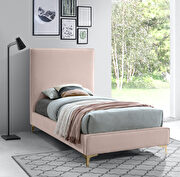 Geri (Pink) Velvet fabric casual design stand-alone twin bed