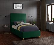 Jasmine (Green) Green velvet casual style twin bed w/ gold & silver legs