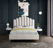 Lily (Cream) Velvet contemporary floral design king bed