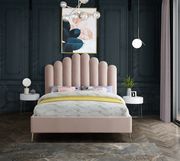 Lily (Pink) Velvet contemporary floral design king bed