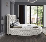 Luxus (Cream) Exclusive round tufted platform full bed w/ storage
