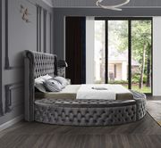 Luxus (Gray) Exclusive round tufted platform full bed w/ storage