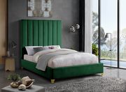 Modern green velvet platform full bed main photo