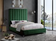 Modern green velvet platform king bed main photo