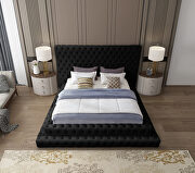 Revel (Black) Black velvet tiered design tufted contemporary king bed