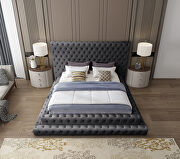Revel (Gray) Gray velvet tiered design tufted contemporary king bed