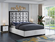White velvet / black steel frame modern bed main photo