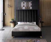 Via (Black) Modern black velvet platform full bed