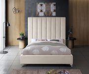 Via (Cream) Modern cream velvet platform full bed