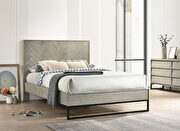 Industrial gray stone mid-century style king bed main photo