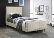 Contemporary cream velvet bed w/ channel tufting main photo
