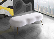 White faux sheepskin elegant modern bench