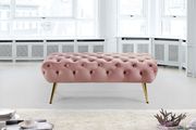 Pink velvet / golden legs bench / ottoman main photo