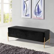 Black velvet contemporary bench w/ gold legs main photo