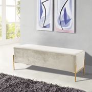Cream velvet contemporary bench w/ gold legs main photo