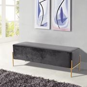 Gray velvet contemporary bench w/ gold legs main photo