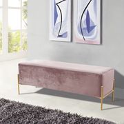 Pink velvet contemporary bench w/ gold legs main photo