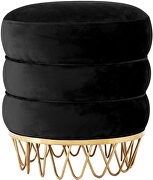 Round ottoman / coffee table in black velvet main photo