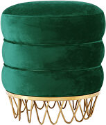 Round ottoman / coffee table in green velvet main photo