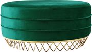 Round ottoman / coffee table in green velvet main photo