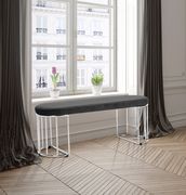 Gray velvet oval seat / chrome wired base bench main photo