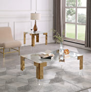 Gold / glass glam style rectangular coffee table main photo